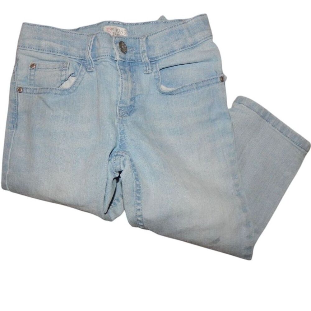 Children’s Place Girls 6X–7 Light Wash Adjustable Waist Denim Capri Jeans